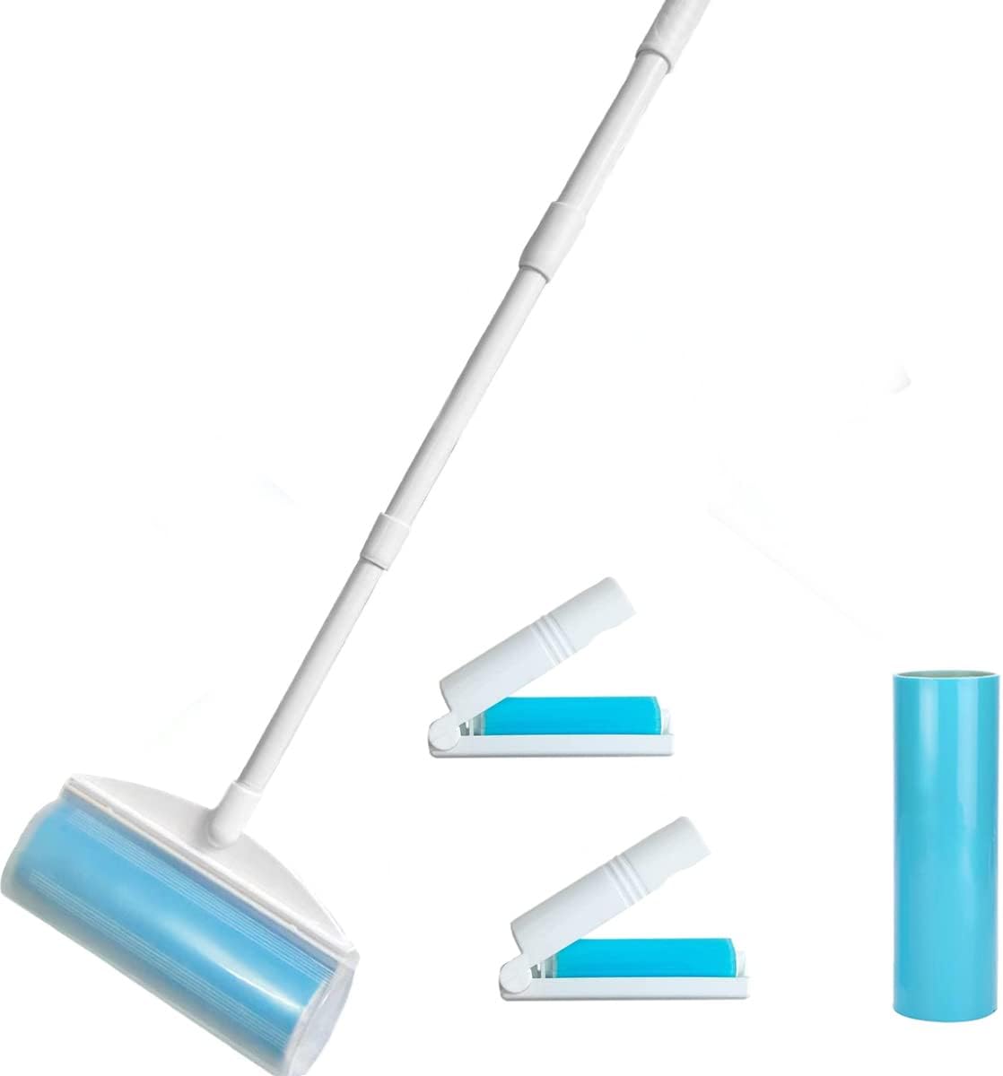 Washable and reusable lint roller with retractable handle, gel lint remover set cleaner for carpet, floor, sofa