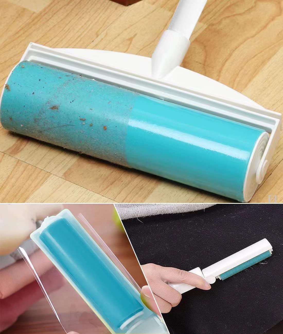 Washable and reusable lint roller with retractable handle, gel lint remover set cleaner for carpet, floor, sofa