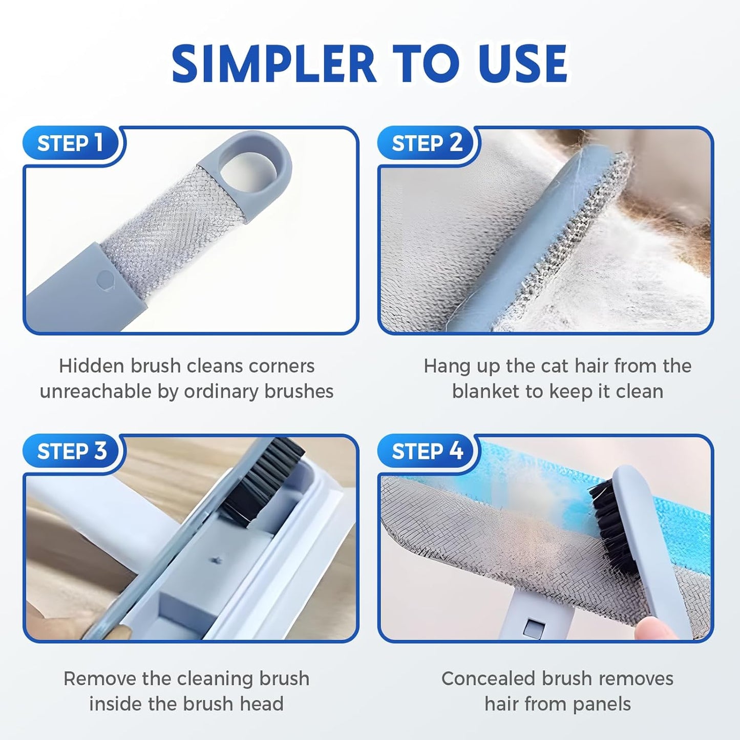 Pet Hair Removal Tools 2 Pack, 3 in 1 Dog Cat Pet Hair Remover for Furniture, Multi-Function Hair Removal Brush for Carpets, Beds, Sofas, Curtains