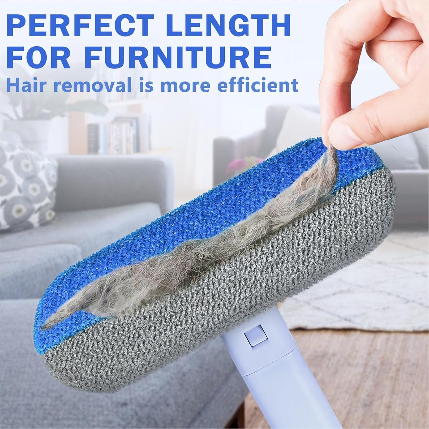 Multi-Function Pet Hair Remover, 4 in 1 Dog Hair Remover, Reusable Cat Hair Remover (for Dogs and Cats), Adjustable Lint Brush (for Carpets, Sofas, Bedding, Clothes and Furniture), Blue