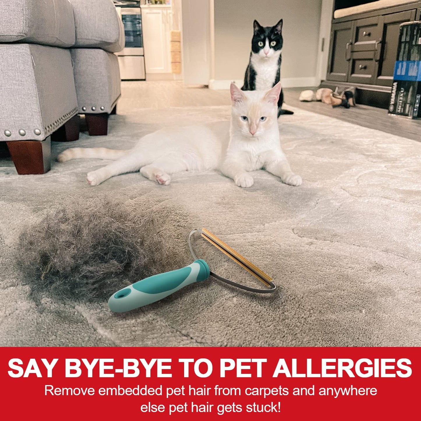 Deep Cleaning Dog Cat Hair Remover, Professional Lint Cleaner, Pet Hair Removal Tool, Portable Carpet Scraping Rake, Fluff Ball Shaving Brush for Carpets, Car Mats, Sofas, Pet Beds, Furniture, Carpets