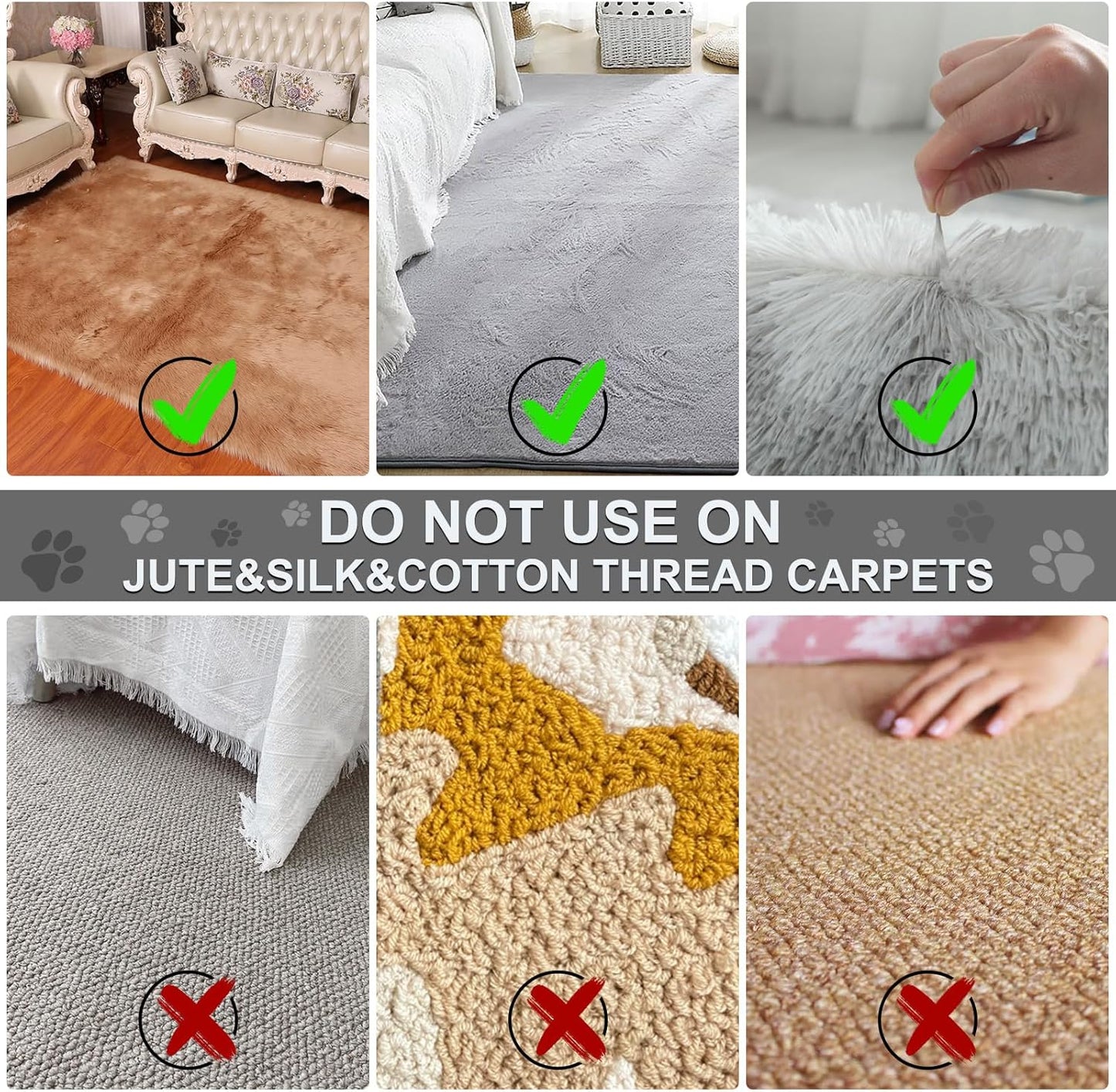 Carpet Rake for Pet Hair Removal, Reusable Cat and Dog Hair Remover with 45 Inch Long Handle, Premium Lint Remover for Carpets, Floor Mats, Cushions, Sofas
